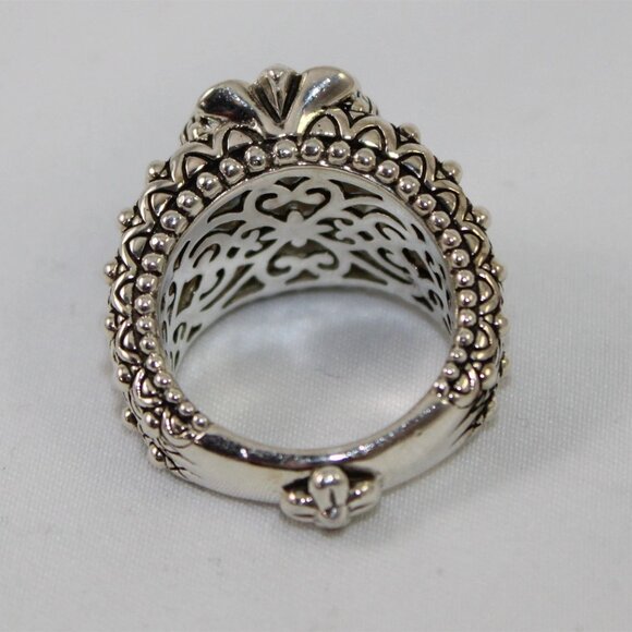 Barbara Bixby Sterling Silver & 18K Blue Topaz Flower Fashion Ring Size 6.25 - Picture 8 of 10